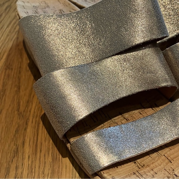 Kork-Ease Menzie Wedge Triple Strap Slide Sandal In Metallic Silver Leather (10) - Picture 4 of 7